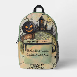 Mochila Impresa Noche de Halloween, La Calabaza Negra Espantosa Gu