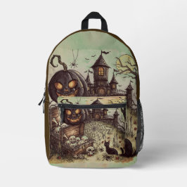 Mochila Impresa Noche de Halloween: Las calabazas negras espeluzna