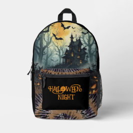 Mochila Impresa Noche de Halloween, Patrón de Casa Embrujada 