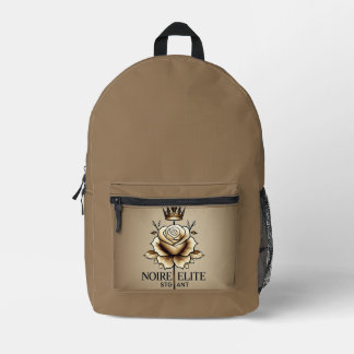 Mochila Impresa Noire Élité Beige Crowned Rose Backpack – Minimal 