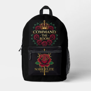 Mochila Impresa Noire Élité Royal Rose Crown Backpack –Lujo Audaz