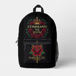 Mochila Impresa Noire Élité Royal Rose Crown Backpack –Lujo Audaz