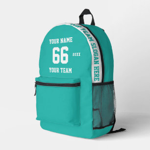 Mochila Impresa Nombre azul turquesa personalizado, número, equipo