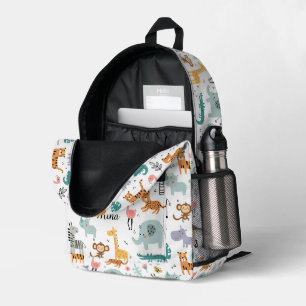 Mochila Impresa Nombre de bebé personalizado con adorables animale