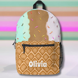 Mochila Impresa Nombre de crema de hielo de fresa de chocolate de