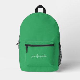 Mochila Impresa Nombre de guión elegante de color verde marino de