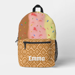 Mochila Impresa Nombre de helado de chocolate, fresa y vainilla
