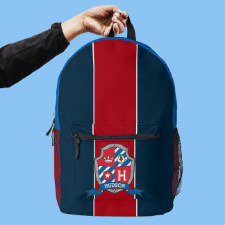 Mochila Impresa Nombre de Hudson que significa cobertizo azul rojo