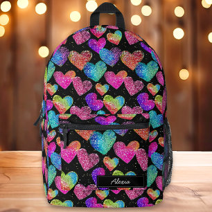 Mochila Impresa Nombre de impresión colorido de Neon Heart