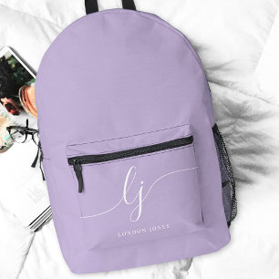 Mochila Impresa Nombre de inicio personalizado morado de lavanda m