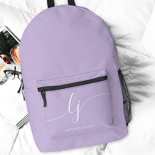 Mochila Impresa Nombre de inicio personalizado morado de lavanda m (Subido por el creador)