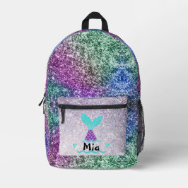 Mochila Impresa Nombre de la sirena de Purpurina púrpura