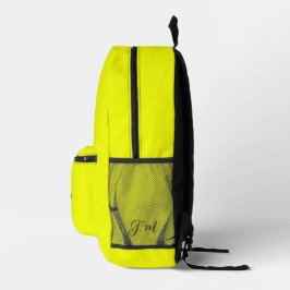 Mochila Impresa Nombre de las iniciales del color sólido amarillo 
