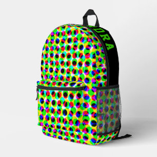 Mochila Impresa Nombre de las luces geométricas coloridas de neón 