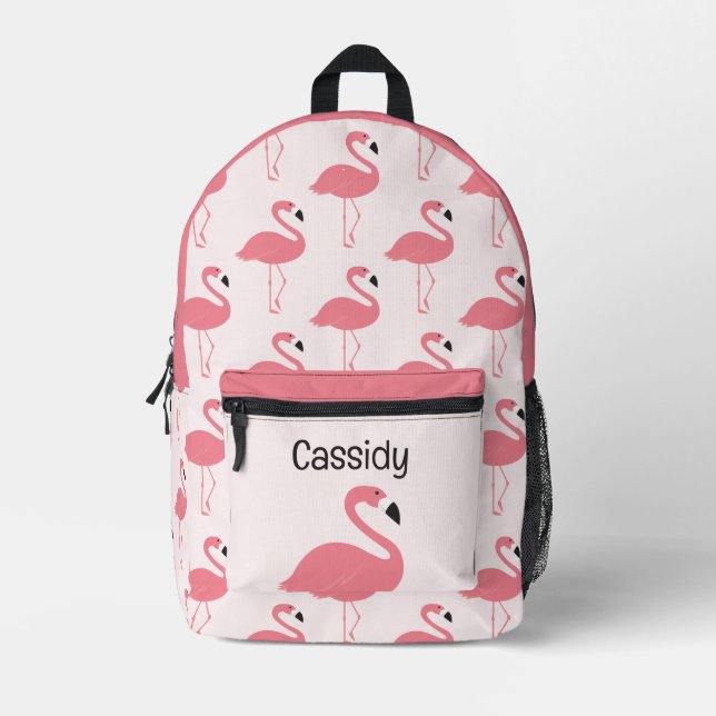 Mochila Impresa Nombre de los niños de flamingo rosado (Anverso)