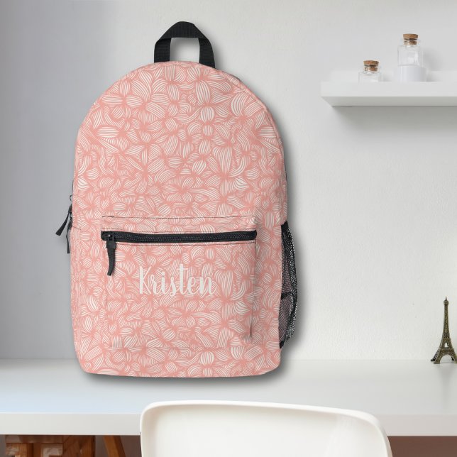 Mochila Impresa Nombre de monograma de arte de la línea rosada de  (Subido por el creador)