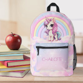 Mochila Impresa Nombre de niño personalizado del arcoiris de Unico