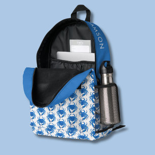 Mochila Impresa Nombre de patrón de cangrejo azul