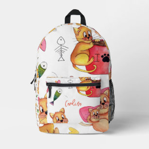 MOCHILA IMPRESA NOMBRE DE PATRÓN DE ILUSTRACION ELEGANTE CUTE CATS