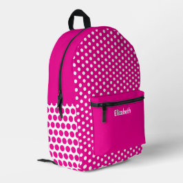 Mochila Impresa Nombre de Patrón de puntos simples de color rosa y
