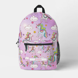 Mochila Impresa Nombre de Personalizable de patrón de unicornio pú