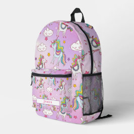 Mochila Impresa Nombre de Personalizable de patrón de unicornio pú