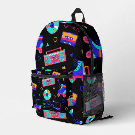 Mochila Impresa Nombre de personalización con el tema de Retro 80