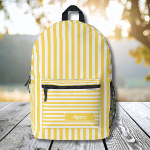 Mochila Impresa Nombre de rayas de color amarillo y blanco de most