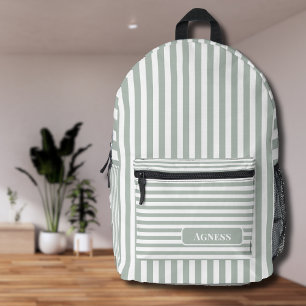Mochila Impresa Nombre de rayas de color gris y blanco
