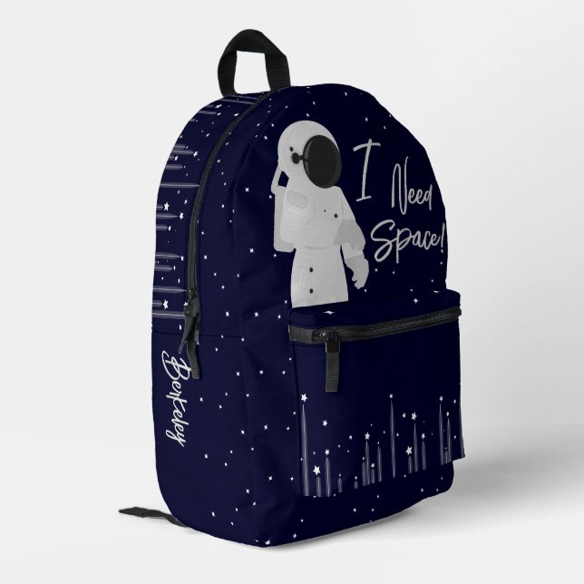 Mochila Impresa Nombre del adolescente de Pun del astronauta Space (Esquina izquierda trasera)