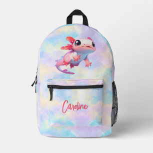 Mochila Impresa Nombre del Chica del arco iris Axolotl de color pa