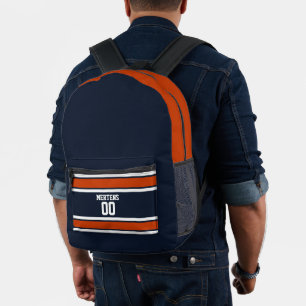 Mochila Impresa Nombre del equipo de Jersey de franja blanca de Bl