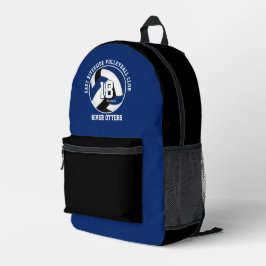 Mochila Impresa nombre del equipo de voleibol negro azul
