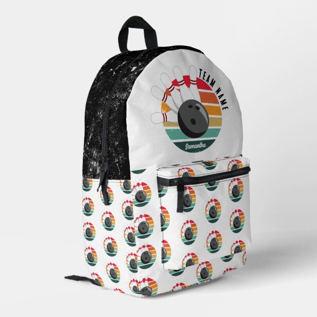 Mochila Impresa Nombre del equipo y jugador de los pines de bolos  (Esquina izquierda trasera)