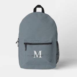 Mochila Impresa Nombre del monograma del Personalizado azul turbio