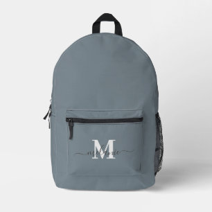 Mochila Impresa Nombre del monograma del Personalizado azul turbio