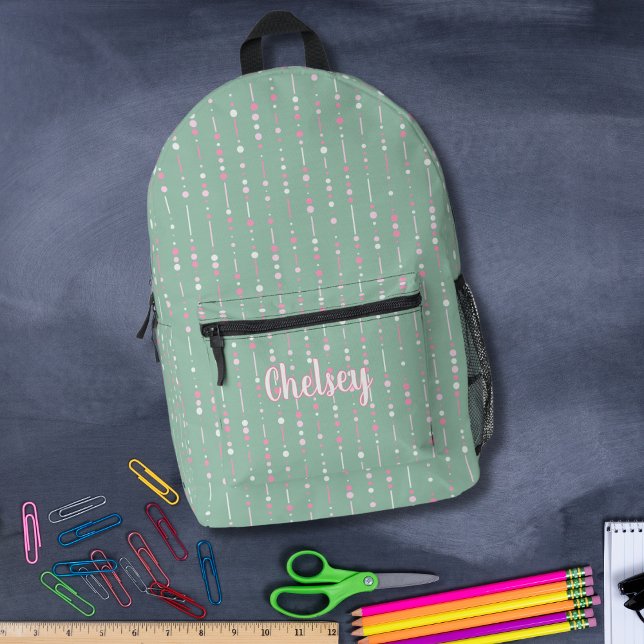 Mochila Impresa Nombre del Monograma Rosa y Verde Girona Pastel (Subido por el creador)