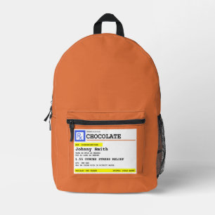 Mochila Impresa Nombre del paciente personalizado del chocolate co