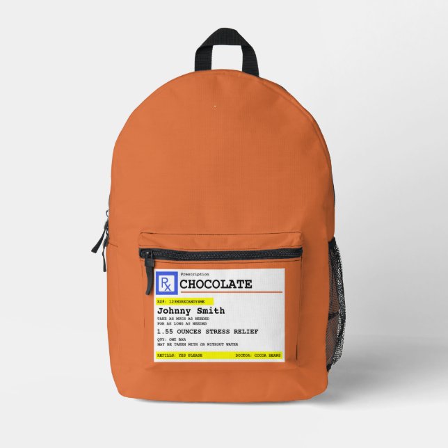 Mochila Impresa Nombre del paciente personalizado del chocolate co (Anverso)