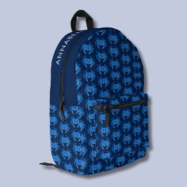 Mochila Impresa Nombre del patrón de cangrejo azul
