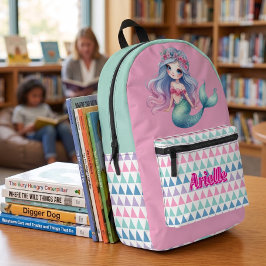 Mochila Impresa nombre del patrón del triángulo de sirena