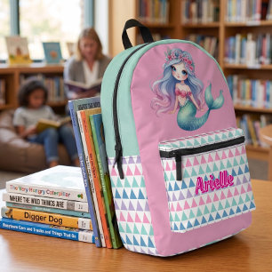 Mochila Impresa nombre del patrón del triángulo de sirena