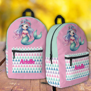 Mochila Impresa nombre del patrón del triángulo de sirena