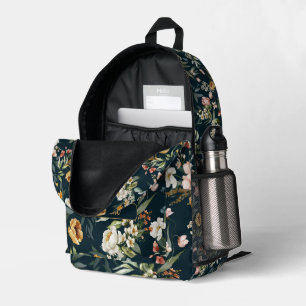 Mochila Impresa Nombre del patrón floral de acuarela de arte holan