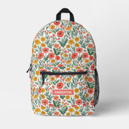 Mochila Impresa Nombre Floral Personalizado