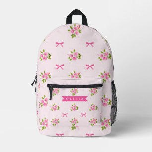 Mochila Impresa Nombre Floral Personalizado de Lazo Femenino Coque