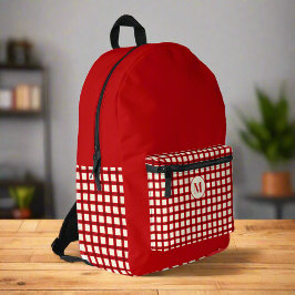 Mochila Impresa Nombre inicial del personalizado Red Gingham Girly