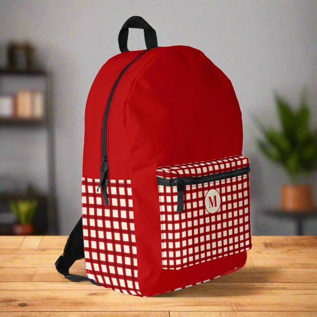 Mochila Impresa Nombre inicial del personalizado Red Gingham Girly (Subido por el creador)
