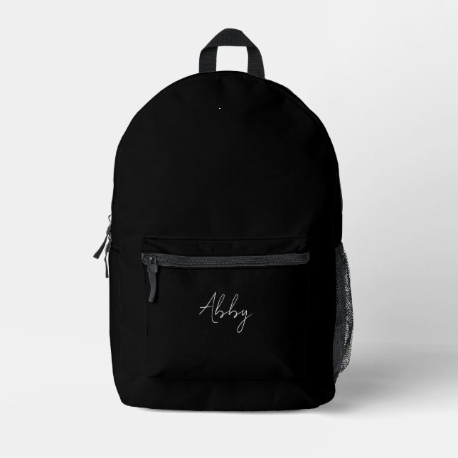 Mochila Impresa Nombre manuscrito en blanco y negro (Anverso)