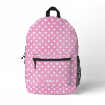 Nombre monograma de estrellas rosa y blanco femeni